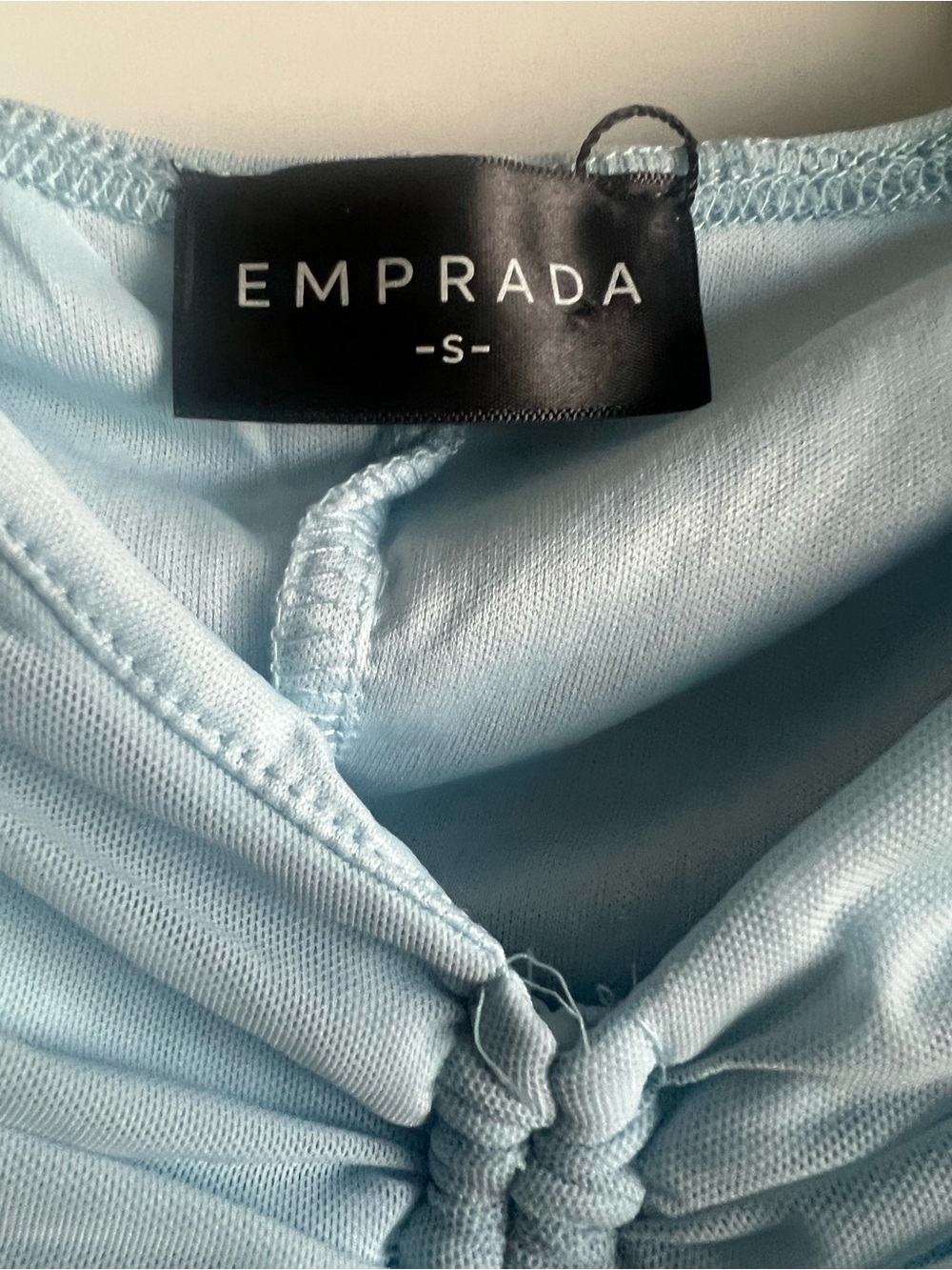 Emprada Two Piece Crop Blouse And Skirt Set Baby Blue Ruching Throughput — image 5 of 6